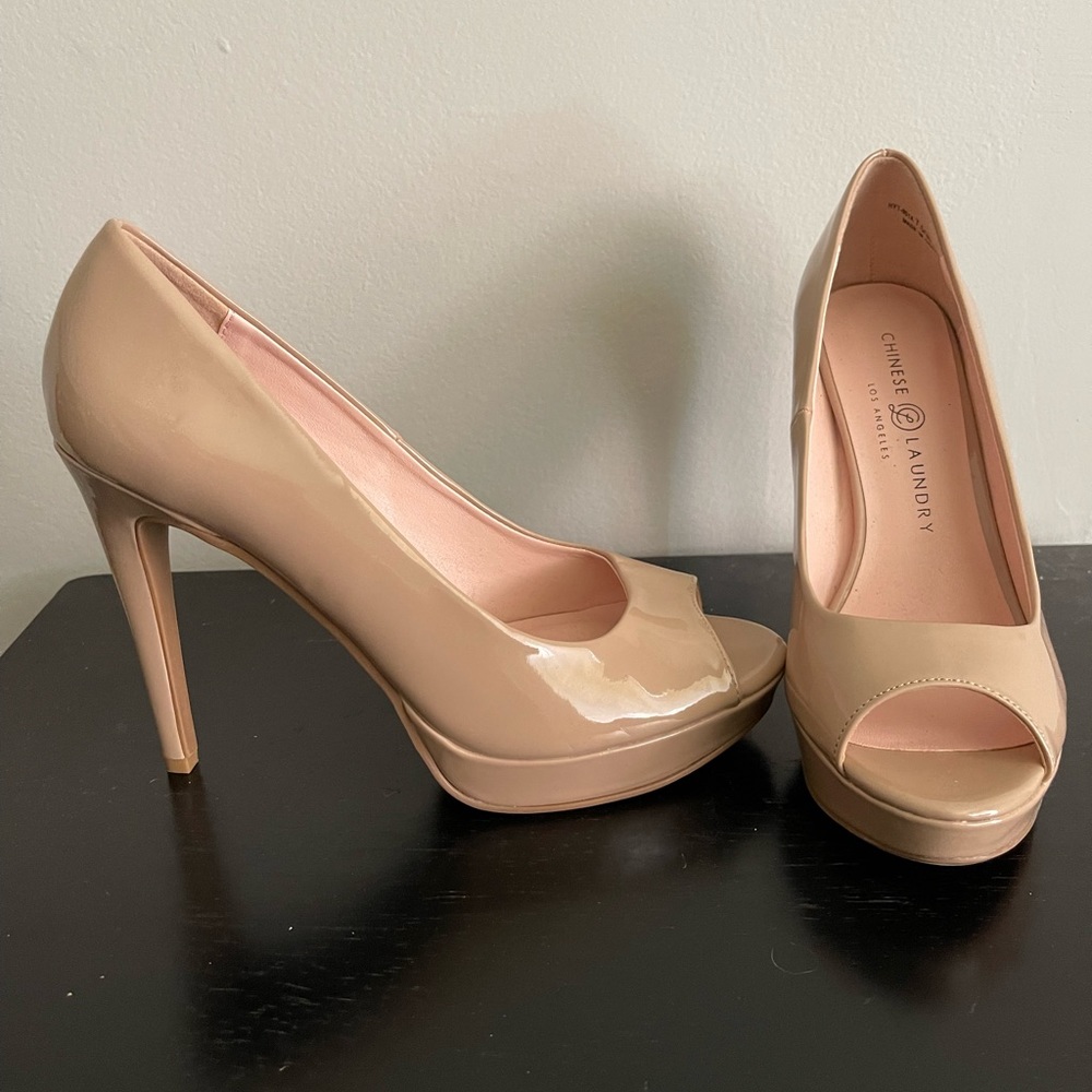 Nude Peeptoe Pumps